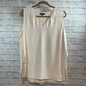 Lafayette 148 New York Double Layer 100% Silk Sleeveless Tunic Top LARGE  #A128